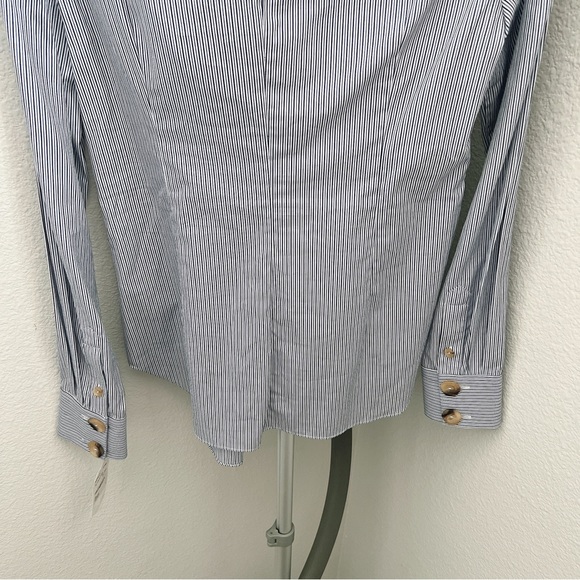 NWT TIBI JONES ASYMMETRIC STRIPED COTTON SHIRT IN BLUE - Picture 9 of 11